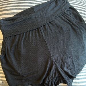 Aerie Black Ribbed Pajama Shorts